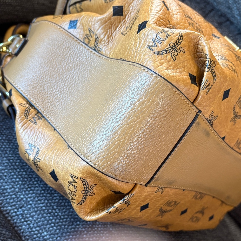 MCM  Visetos Cognac Bucket Crossbody Bag-Dual Handle+Strap - Picture 7 of 16